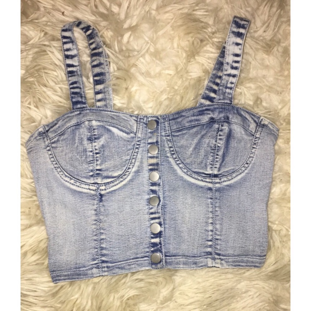 Forever 21 denim crop top bustier